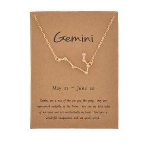 NEW Gold Astrological Crystal‎ Pisces Adjustable Necklace